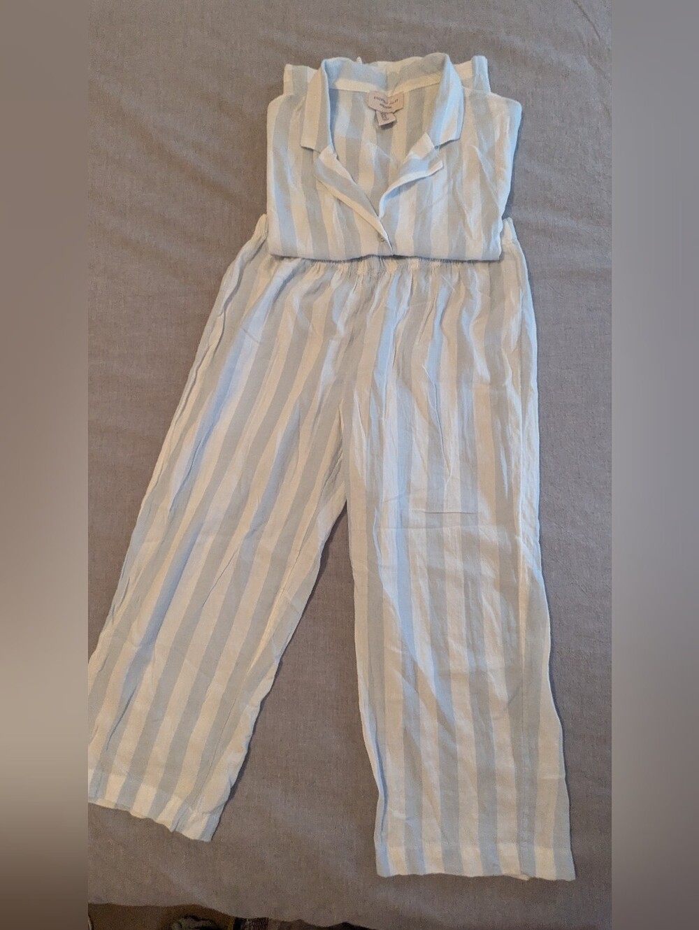 Sincerly Jules Light Matching Blue and White Striped Pajamas Set